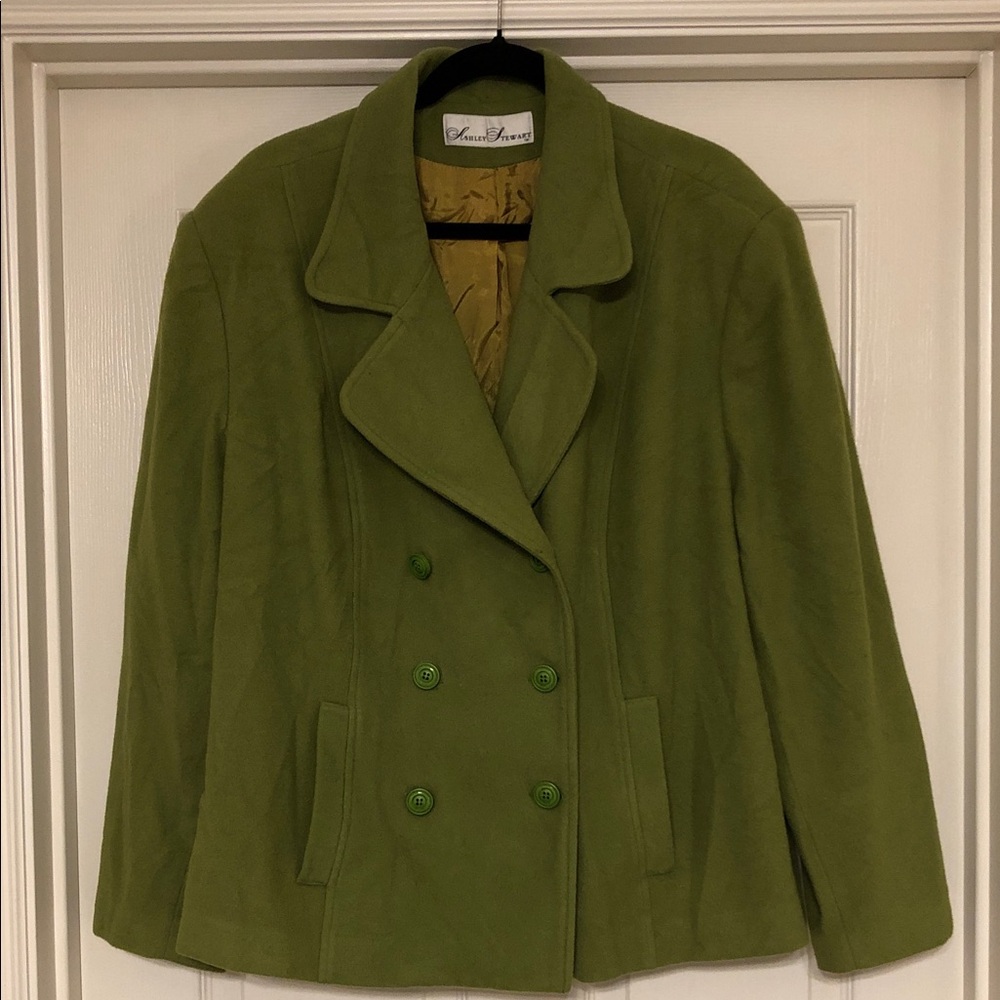 Ashley Stewart Olive Green Double-Breasted Pea Coat